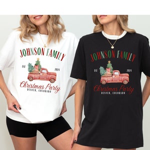 Custom Family Christmas Shirts, Red Truck Christmas Tree Shirt, Vintage Christmas Party Shirt, Christmas Matching Family Shirt, Vintage Xmas