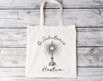 Catholic Tote Bag, Catholic Mass Bag, Eucharistic Gift, Blessed Sacrament, Latin Prayer, Canvas Bag For Mass, Catholic Gift, Teacher Bag