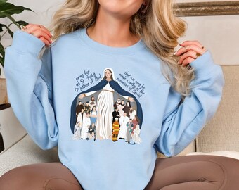 Marian Sweatshirt, Catholic Sweatshirt, Catholic Gift, Marian Devotion, Catholic Prayer Gift, Catholic Women, Hail Mary Full of Grace