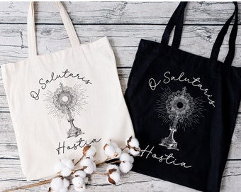 Catholic Tote Bag, Catholic Mass Bag, Eucharistic Gift, Blessed Sacrament, Latin Prayer, Canvas Bag For Mass, Catholic Gift, Teacher Bag