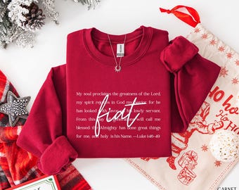 Fiat Catholic Christmas Sweatshirt, Advent Sweatshirt, Catholic Women Christmas, Mary Sweatshirt, Catholic Sweatshirt For Women