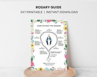 Kids Rosary Guide Printable, Catholic Prayer Card, How to Pray the Rosary, Catholic Rosary Card, Catholic Prayer Printable Kids Prayer Guide