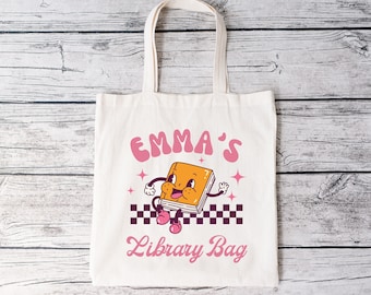 Kids Library Bag, Custom Tote Bag For Kids, Custom Name Gift, Kids Book Bag, Library Book Bag, Personalized Kids Bag, Custom Name Library