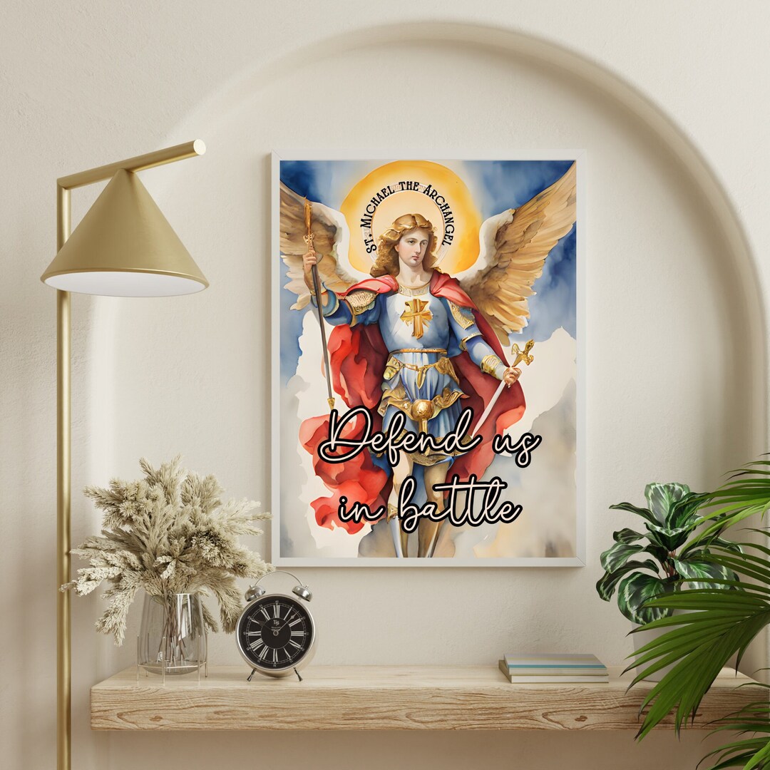 St. Michael Wall Art Printable, Catholic Wall Art Saint Michael Poster, Bedroom Decor, Bedroom ...