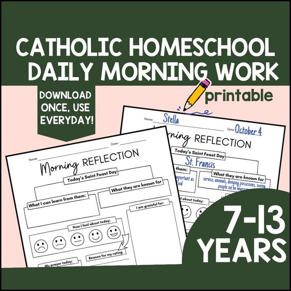 Catholic Homeschool Activity, Catholic Reflection For Kids, Catholic Homeschool Lesson, Catholic Homework Homeschool Printable Kids Activity