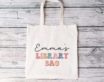 Kids Library Bag, Custom Tote Bag For Kids, Custom Name Gift, Kids Book Bag, Library Book Bag, Personalized Kids Bag, Custom Name Library