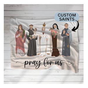 Custom Catholic Blanket Gift, Catholic Baby Blanket, Saints Blanket, Catholic Mom Gift, Saint Gift, Baptism Gift, Catholic Wedding Gift