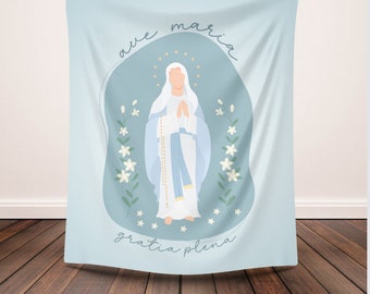 Mary Blanket, Catholic Blanket Gift For Women, Ave Maria, Catholic Gift, Blessed Mother Gift, Baptism Gift, Virgin Mary Blanket Catholic Mom
