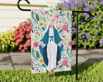 Catholic Garden Flag, Blessed Mother Decor, Catholic House Banner, Catholic Home Gift, Mary Flag, Mary Gift, Catholic Gift