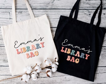 Kids Library Bag, Custom Tote Bag For Kids, Custom Name Gift, Kids Book Bag, Library Book Bag, Personalized Kids Bag, Custom Name Library