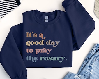 Rosary Sweatshirt, Catholic Sweatshirt For Women, Mary Sweatshirt, Catholic Gift, Marian Gift, Mother Mary Sweatshirt, Catholic Women Gift