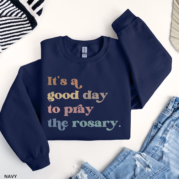 Rosary Sweatshirt, Catholic Sweatshirt For Women, Mary Sweatshirt, Catholic Gift, Marian Gift, Mother Mary Sweatshirt, Catholic Women Gift