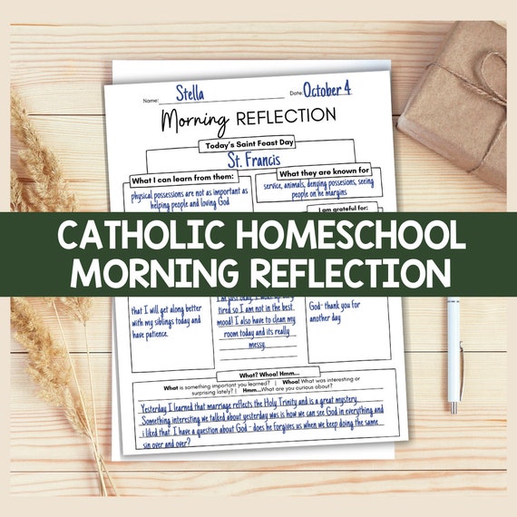 Catholic Homeschool Activity, Catholic Reflection For Kids, Catholic Homeschool Lesson, Catholic Homework Homeschool Printable Kids Activity