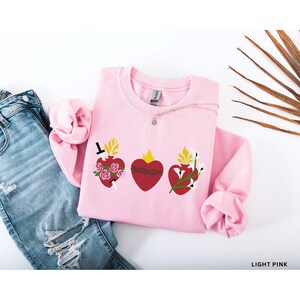 Holy Hearts Catholic Sweatshirt, Sacred Heart Sweatshirt, Catholic Valentine Sweatshirt, Sacred Heart of Jesus Sweatshirt, Catholic Gift