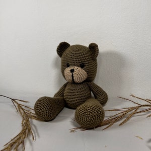 Crocheted teddy bear gray Handmade Made in Germany baby cuddly toy gift birthday