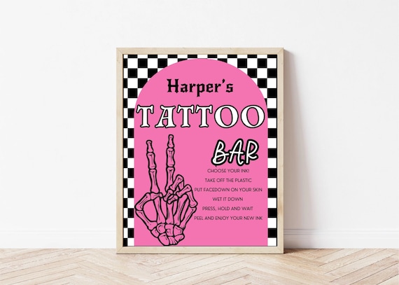 Bad TWO the Bone Tattoo Bar Sign: 2nd Birthday Party Decor (DIY Template)