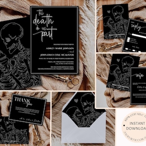 A Date With Death, Till Death Do Us Part, Wedding Invitations, Wedding Invites, Halloween Wedding Invitation, Black Wedding Invite