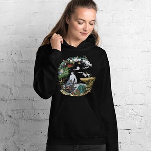 Studio Ghibli Inspired Hoodie Cozy Anime Fan Apparel for Casual Wear Perfect Otaku Gift, Ghibli Movie Merch, totoro image 2