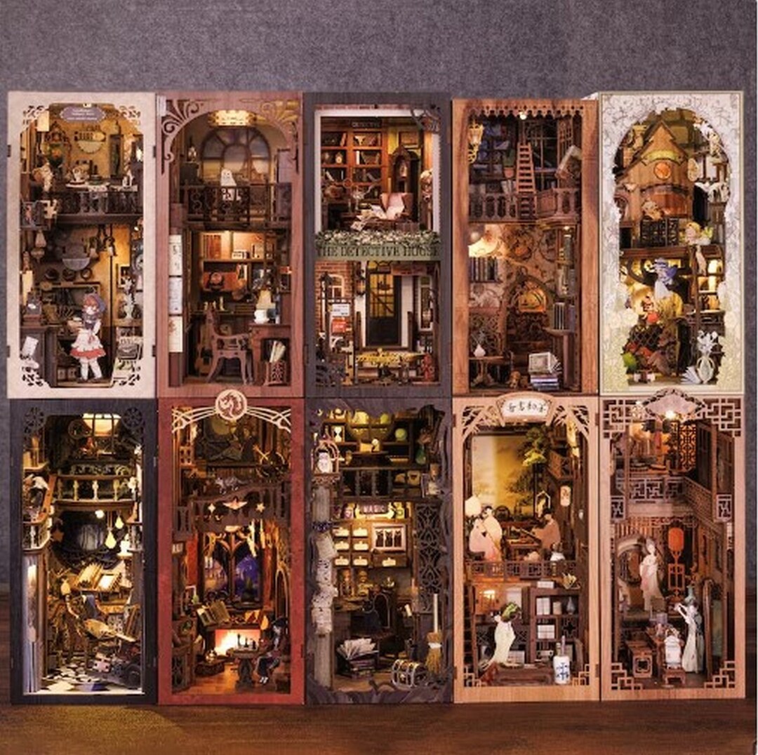 Bookshelf Insert Deco Collection Puzzle Wooden Bookend DIY Toy