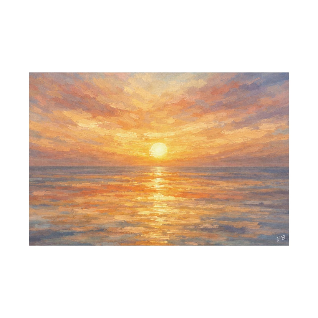 Abstract Sunset Over Ocean Canvas Wall Art Print - Etsy