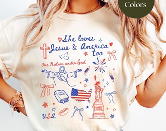 Jesus Loves America 4th of July Shirt - Comfort Colors Christian Tee