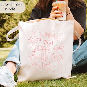 Coquette Bow Christian Bible Tote Bag Canvas for Women,Church Catholic Mass Tote Bag Godly Gifts,Christian Aesthetic Coquette Girl Gifts