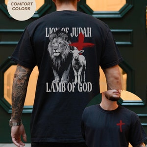 Christian Shirts for Men,Lion of Judah Shirt,Christian Gifts for men,Christianity Faith Based Shirt husband Gift,Godly Shirts,Lamb of God