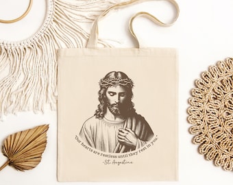 Catholic Jesus Tote Bag: Saint Augustine Quote, Church Mass Bag