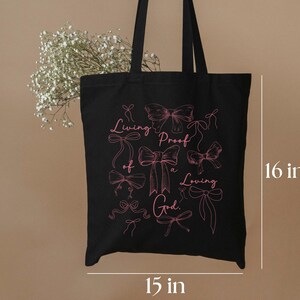 Coquette Bow Christian Bible Tote Bag Canvas for Women,Church Catholic Mass Tote Bag Godly Gifts,Christian Aesthetic Coquette Girl Gifts image 4