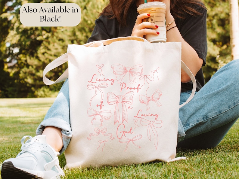 Coquette Bow Christian Bible Tote Bag Canvas for Women,Church Catholic Mass Tote Bag Godly Gifts,Christian Aesthetic Coquette Girl Gifts