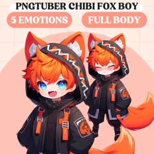 Modelo PNGTuber / Fox Chibi Animal PNGTuber Modelo prefabricado / Chibi PNG Tuber Modelo / Lindos activos PNGTuber / Modelo Vtuber de cuerpo completo, Veadotube