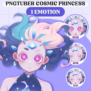 Schattig PNGTuber-model | Kosmisch meisje PNGTuber Premade Model | VeadoTube-model | Schattig PNG-knolmodel | Vtuber-model, reactieve PNG, GIFTuber