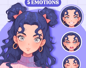 Cute PNGTuber Model | Retro Girl PNGTuber Premade Model | VeadoTube Model | Cute PNG Tuber Model | Vtuber Model, Reactive PNG, GIFTuber