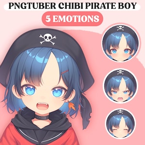 PNGTuber Model | Chibi Pirate Boy PNGTuber Premade Model | Chibi PNG Tuber Asset | Cute PNGTuber Boy | Vtuber Assets, VeadoTube Model