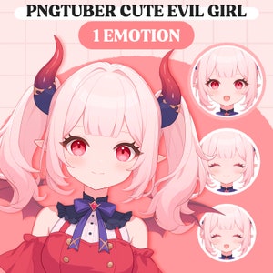 Leuk pngTuber-model | Schattig kwaadaardig meisje kant-en-klaar pngTuber-model | VeadoTube-model | Leuk png-knolmodel | Vtuber-model, reactief png-bestand, GIFTuber