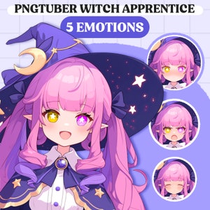 Cute PNGTuber Model | Witch Girl PNGTuber Premade Model | VeadoTube Model | Cute PNG Tuber Model | Vtuber Model, Reactive PNG, GIFTuber
