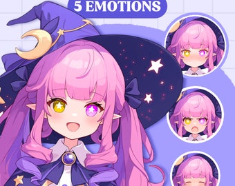 Cute PNGTuber Model | Witch Girl PNGTuber Premade Model | VeadoTube Model | Cute PNG Tuber Model | Vtuber Model, Reactive PNG, GIFTuber