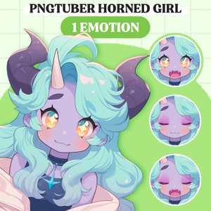 かわいい PNGTuber モデル | 角のある女の子 PNGTuber 既製モデル | VeadoTube モデル | かわいい PNG チューバー モデル | Vtuber モデル、リアクティブ PNG、GIFTuber