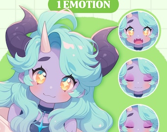 Cute PNGTuber Model | Horned Girl PNGTuber Premade Model | VeadoTube Model | Cute PNG Tuber Model | Vtuber Model, Reactive PNG, GIFTuber
