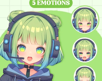 Cute PNGTuber Model | Gamer Girl PNGTuber Premade Model | Chibi PNG Tuber Asset | Cute PNG Tuber Model | Vtuber Assets, VeadoTube Model