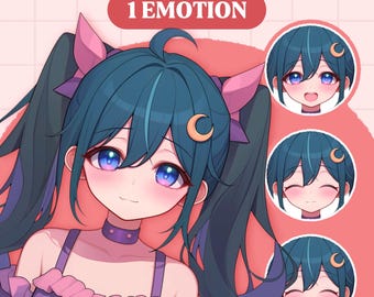 Cute PNGTuber Model | Anime Moon Girl PNGTuber Premade Model | VeadoTube Model | Cute PNG Tuber Model | Vtuber Model, Reactive PNG, GIFTuber