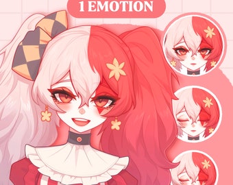 Cute PNGTuber Model | Clown Girl PNGTuber Premade Model | VeadoTube Model | Cute PNG Tuber Model | Vtuber Model, Reactive PNG, GIFTuber