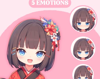 PNGTuber Model | Chibi Kimono Girl PNGTuber Premade Model | Chibi PNG Tuber Asset | Cute PNGTuber Model | Vtuber Assets, VeadoTube Model