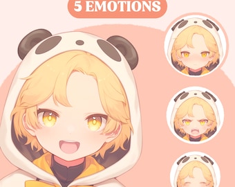 PNGTuber Model | Chibi Blonde Panda Boy PNGTuber Premade Model | Chibi PNG Tuber Asset | Animal PNGTuber Boy | Vtuber Assets, VeadoTube
