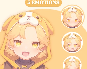 PNGTuber Model | Chibi Blonde Dog Boy PNGTuber Premade Model | Chibi PNG Tuber Asset | Animal PNGTuber Boy | Vtuber Assets, VeadoTube