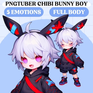 PNGTuber Model | Bunny Chibi Animal PNGTuber Premade Model | Chibi PNG Tuber Model | Cute PNGTuber Assets | FullBody Vtuber Model, Veadotube