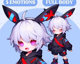 PNGTuber Model | Bunny Chibi Animal PNGTuber Premade Model | Chibi PNG Tuber Model | Cute PNGTuber Assets | FullBody Vtuber Model, Veadotube