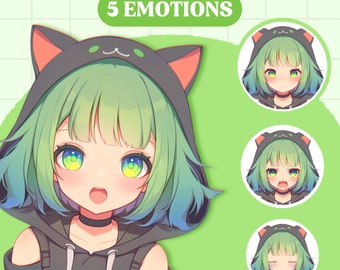 Cute PNGTuber Model | Cat Girl PNGTuber Premade Model | Chibi PNG Tuber Asset | Cute PNG Tuber Model | Vtuber Assets, VeadoTube, GIFTuber