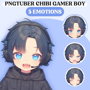 PNGTuber Model | Chibi Gamer Boy PNGTuber Premade Model | Chibi PNG Tuber Asset | Cute PNGTuber Boy | Vtuber Assets, VeadoTube Model