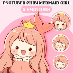 Chibi PNGTuber Model | Chibi Mermaid Girl PNGTuber Premade Model | Chibi PNG Tuber Asset | Anime PNG Tuber Model | Vtuber Model, VeadoTube